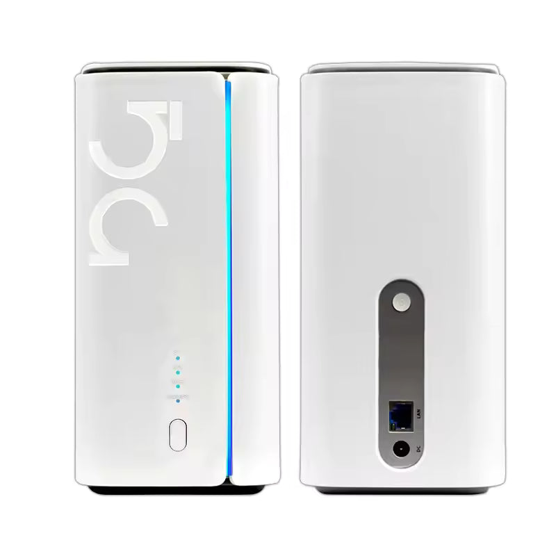 White electronic device with '5G' branding on a white background