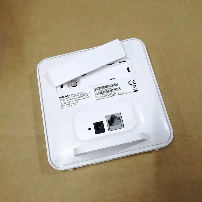 White electronic device with labels on a brown background