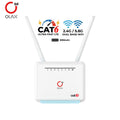 White router with antennas on a white background, featuring OLAX branding.