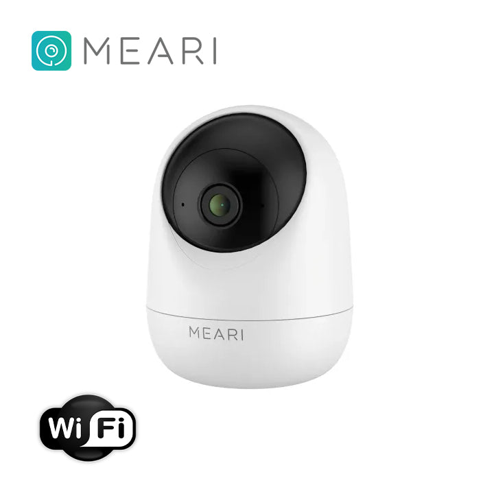 Meari indoor WiFi security camera with white dome housing and lens