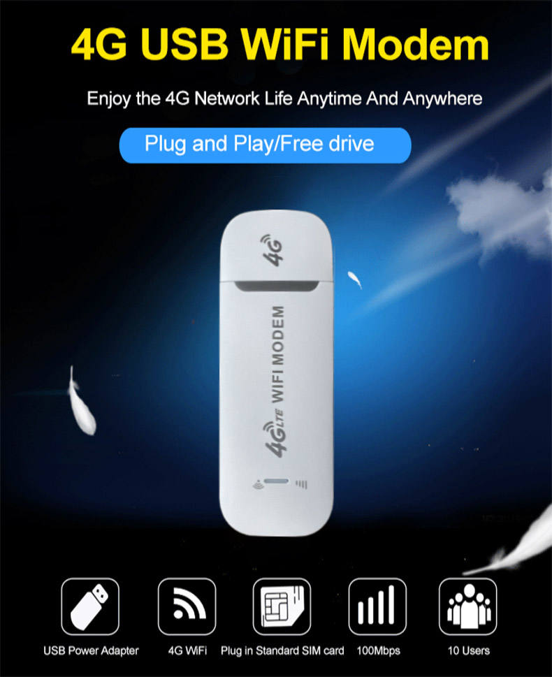 4G Wireless LTE WiFi Router 4G Portable Wingle WIFI Modem 150Mbps USB Modem Pocket Hotspot Mobile Broadband for Home Office WIFI Pocket WIFI Router
